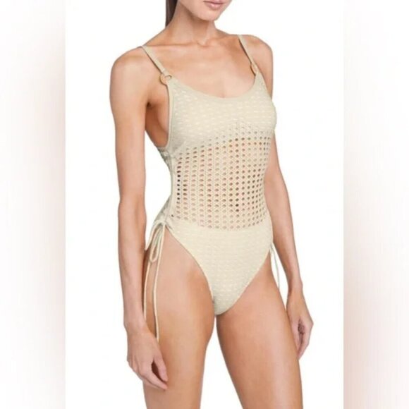 New ROBIN PICCONE Marlow Mesh Ecru One-Piece Swimsuit NWT Size 6 - Picture 1 of 8